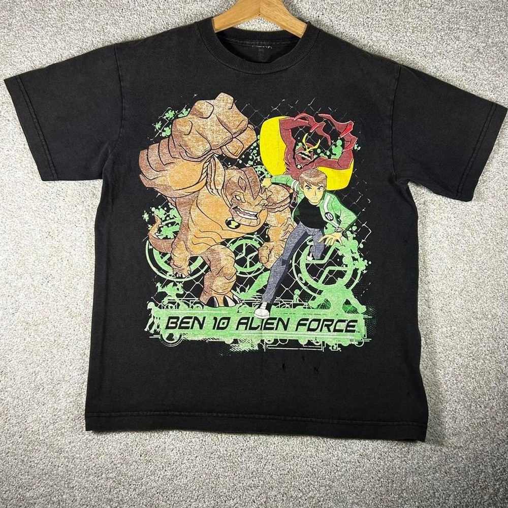 Vintage 2000s Ben 10 Cartoon Network faded black alien force t-shirt Youth XL
